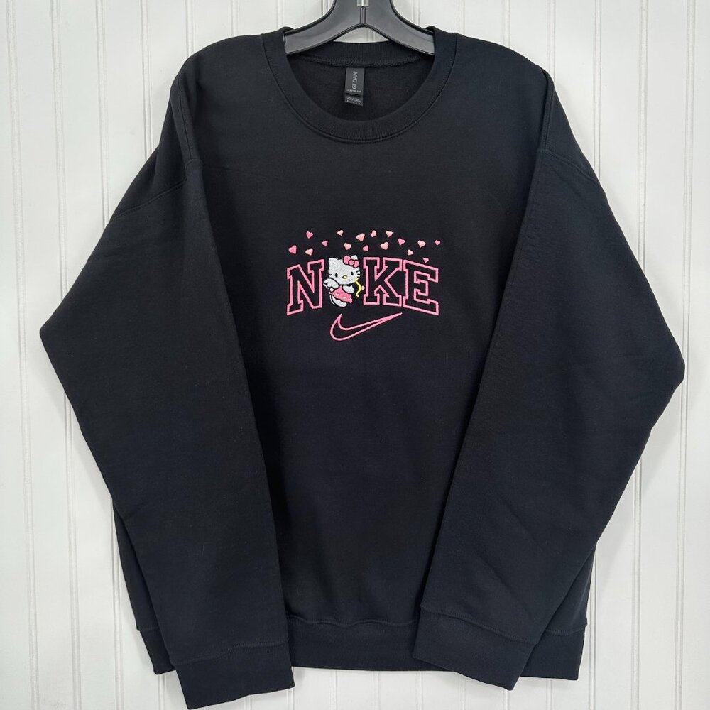 Nike Hello Kitty Sweatshirt Embroidered Adult Unisex Crewneck Anime Cat Hearts - Picture 5 of 11